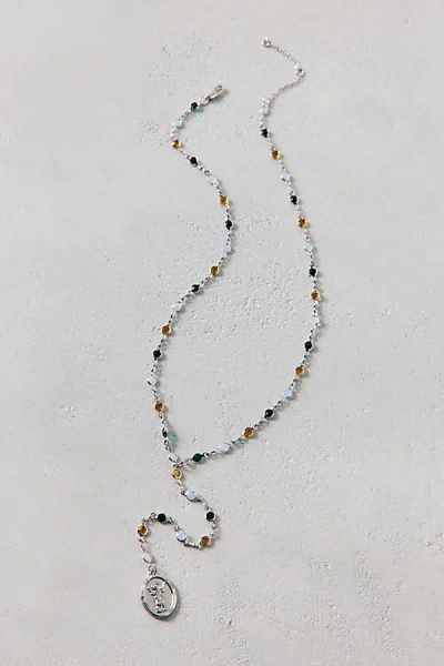 Urban Outfitters Gemstone Lariat Necklace In Silver, Women's At