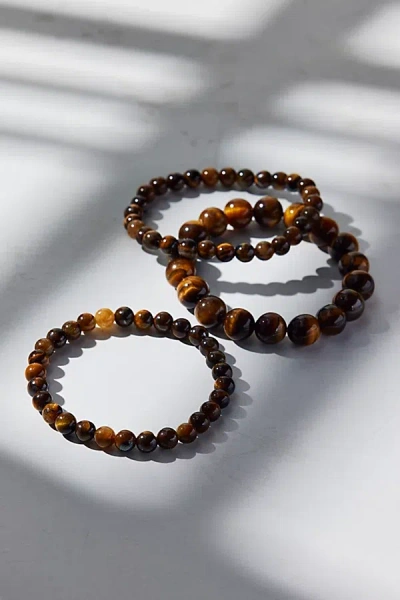 Urban Outfitters Genuine Stone Beaded Bracelet Set In Brown, Women's At