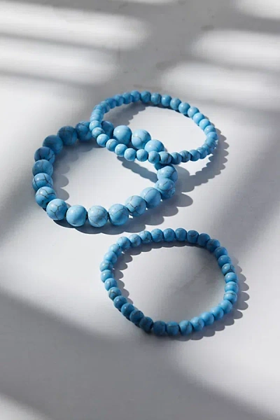 Urban Outfitters Genuine Stone Beaded Bracelet Set In Light Blue, Women's At