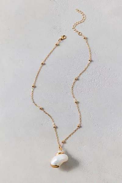 Urban Outfitters Gilded Shell Pendant Necklace In Pearl, Women's At  In Gold