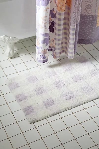 Urban Outfitters Gingham Bath Mat In Lavender At