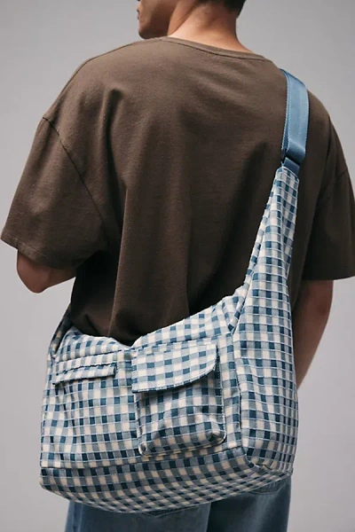 Urban Outfitters Gingham Check Pocket Shoulder Bag In Blue/white Gingham, Men's At