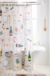 Urban Outfitters Girl Brunch Patterned Shower Curtain In Blue At  In Multi