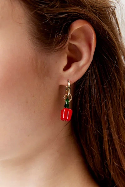 Urban Outfitters Glass Bell Pepper Charm Hoop Earring In Bell Peppers, Women's At