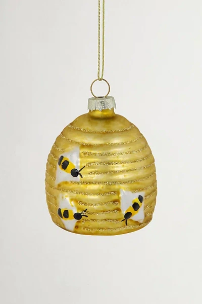 Urban Outfitters Glittered Beehive Glass Ornament In Gold At