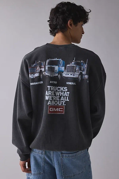 Urban Outfitters Gmc Trucks Graphic Crew Neck Sweatshirt In Washed Black, Men's At