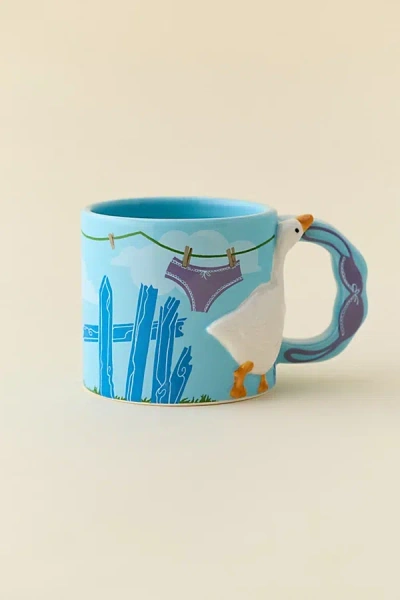 Urban Outfitters Goose Mischief Ceramic Mug In Blue At