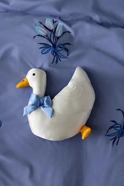 Urban Outfitters Goose Shaped Satin Throw Pillow In White At