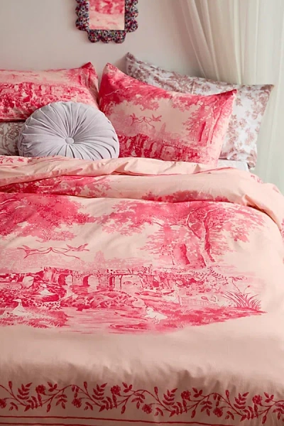 Urban Outfitters Goose Toile Breezy Cotton Percale Duvet Cover In Pink At