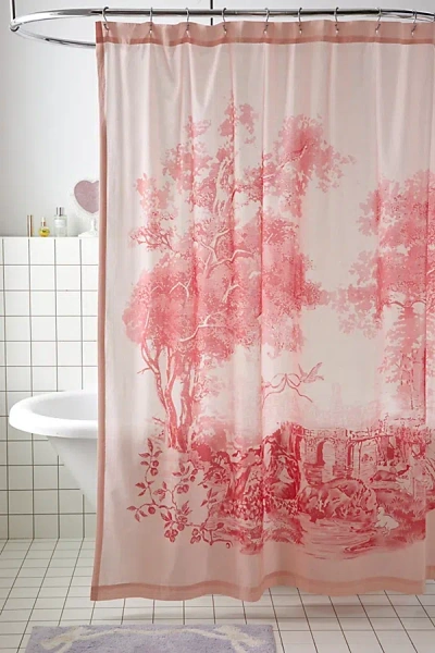Urban Outfitters Goose Toile Shower Curtain In Pink At