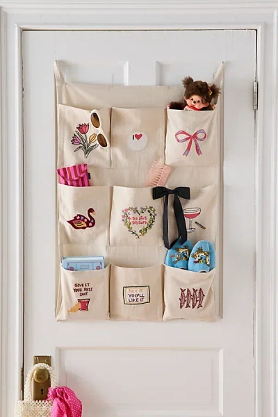 Urban Outfitters Graphic 9-pocket Storage Wall Hanging In Natural At