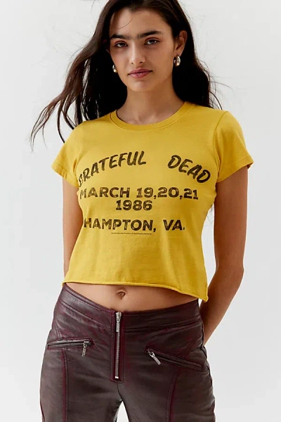 Urban Outfitters Grateful Dead Concert Baby Tee In Yellow, Women's At