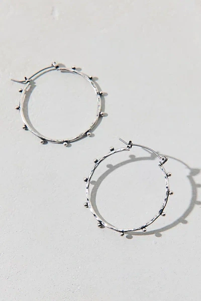 Urban Outfitters Greenwich Hammered Metal Hoop Earring In Silver, Women's At