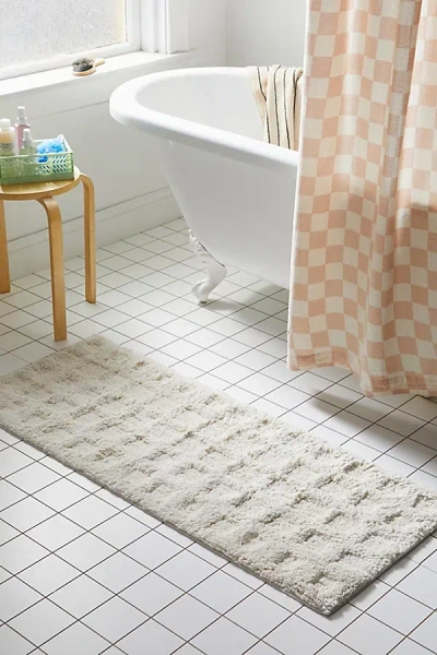Urban Outfitters Grid Runner Bath Mat In Cream At  In Gray