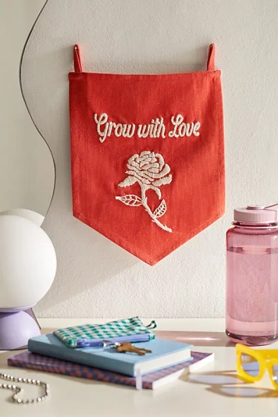 Urban Outfitters Grow With Love Flag Tapestry In Red At