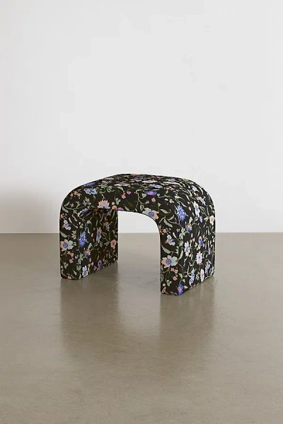 Urban Outfitters Hale Floral Patterned Curving Ottoman In Black At