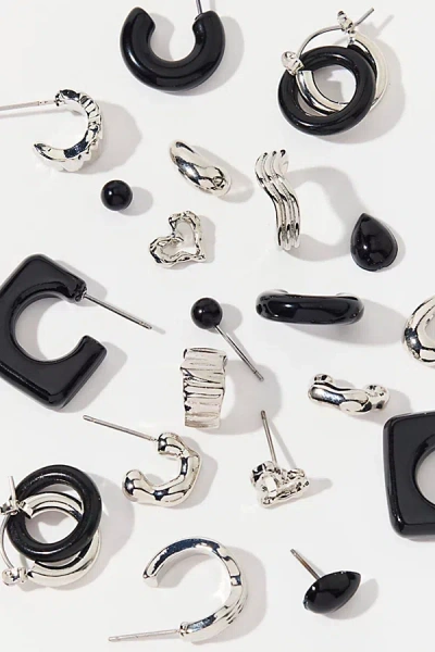 Urban Outfitters Haley Black Heart Multi Earrings Set In Black Blue, Women's At