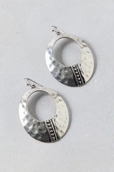 Urban Outfitters Hammered Metal Statement Hoop Earrings In Silver, Women's At