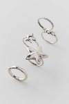 URBAN OUTFITTERS HAMMERED STAR RING SET IN SILVER, WOMEN'S AT URBAN OUTFITTERS
