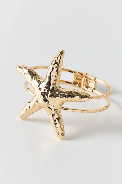 Urban Outfitters Hammered Starfish Bracelet In Gold, Women's At