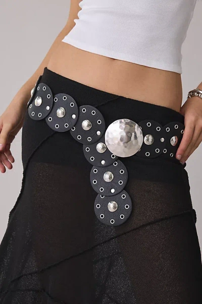 Urban Outfitters Hammered Studded Statement Leather Belt In Black, Women's At