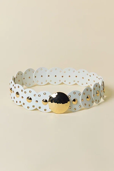 Urban Outfitters Hammered Studded Statement Leather Belt In White, Women's At