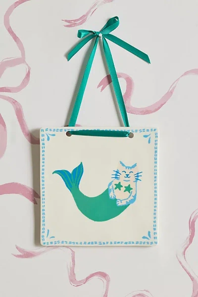 Urban Outfitters Hamptons Icon Ceramic Tile Wall Hanging In Cat Mermaid At
