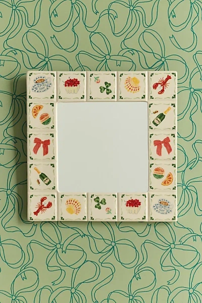 Urban Outfitters Hamptons Tile Square Ceramic Wall Mirror At  In Multi