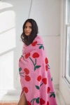 Urban Outfitters Harper Faux Fur Printed Throw Blanket In Blush At