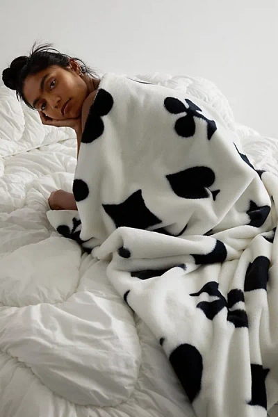 Urban Outfitters Harper Faux Fur Printed Throw Blanket In Cards At