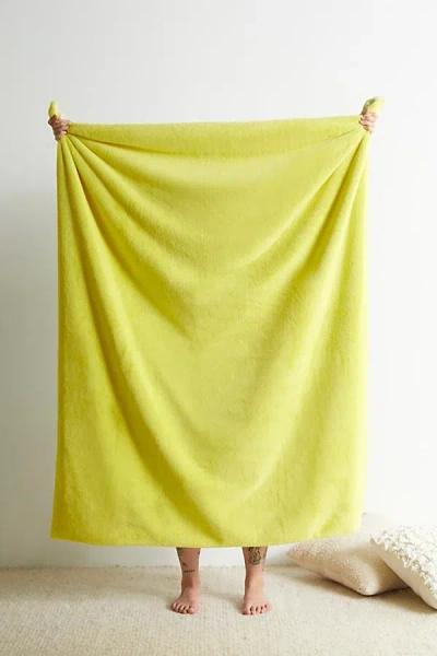 Urban Outfitters Harper Faux Fur Solid Throw Blanket In Lime At  In Green