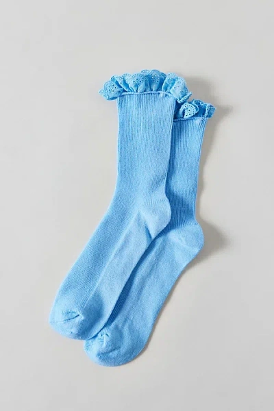 Urban Outfitters Hazel Eyelet Trim Sock In Blue, Women's At