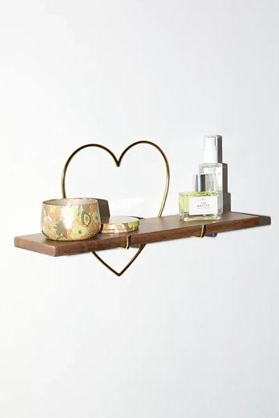 Urban Outfitters Heart Bracket Wall Shelf In Gold At  In Brown
