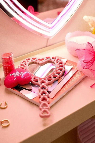 Urban Outfitters Heart Handheld Mirror In Pink At