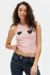 Urban Outfitters Heart Hardware Ribbed Knit Tank Top In Pink, Women's At  In Pink