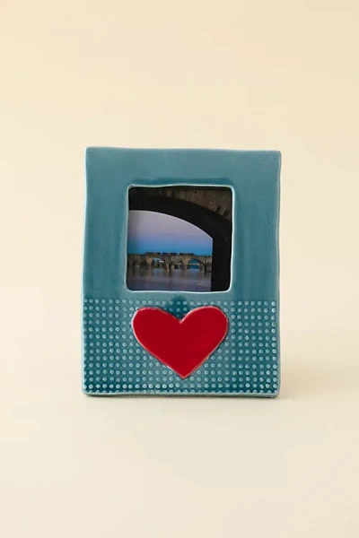 Urban Outfitters Heart Icon Ceramic Square Picture Frame In Blue At