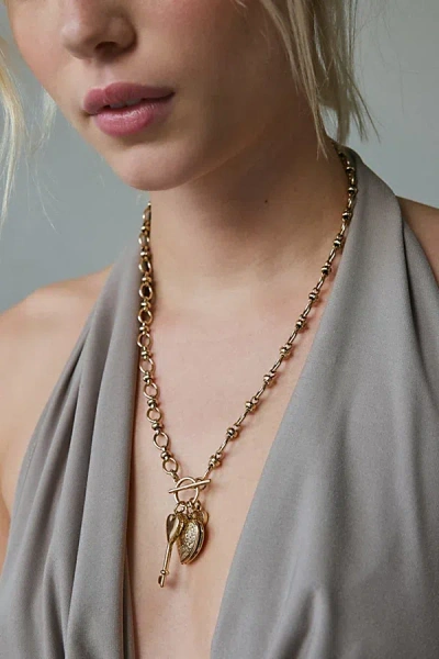 Urban Outfitters Heart Of Gold Charm Pendant Toggle Necklace In Gold, Women's At