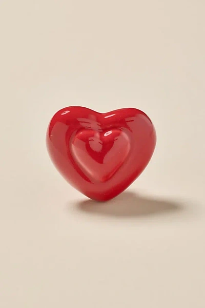 Urban Outfitters Heart Shape Ceramic Knob/wall Hook In Cherry At  In Red