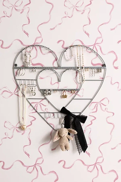 Urban Outfitters Heart Shape Wall Mounted Jewelry Hanger In Silver At