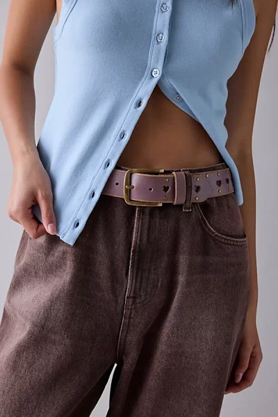 Urban Outfitters Heart Studded Leather Belt In Pink, Women's At