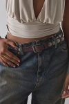 Urban Outfitters Heavy Metal Studded Slim Leather Belt In Maroon, Women's At  In Burgundy