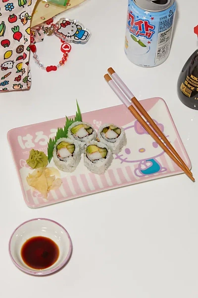 Urban Outfitters Hello Kitty 3-piece Sushi Serving Plate Set In Pink At