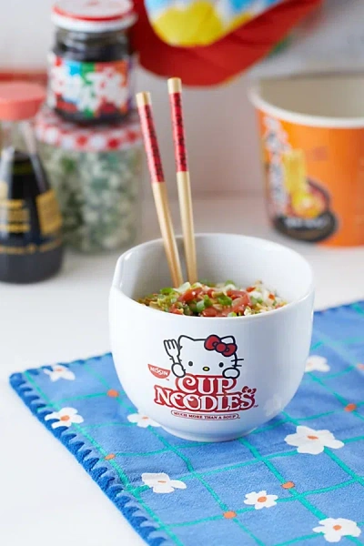 Urban Outfitters Hello Kitty Noodle Bowl & Chopstick Set In White At