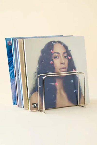 Urban Outfitters Helly Metal Vinyl Storage Rack In Chrome At  In Gold
