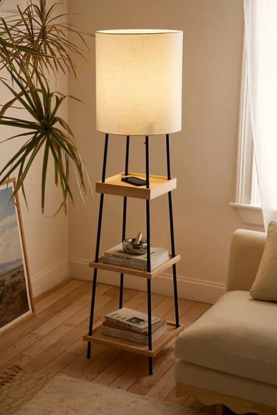 Urban Outfitters Hendrick Charging Floor Lamp In Natural At  In Metallic