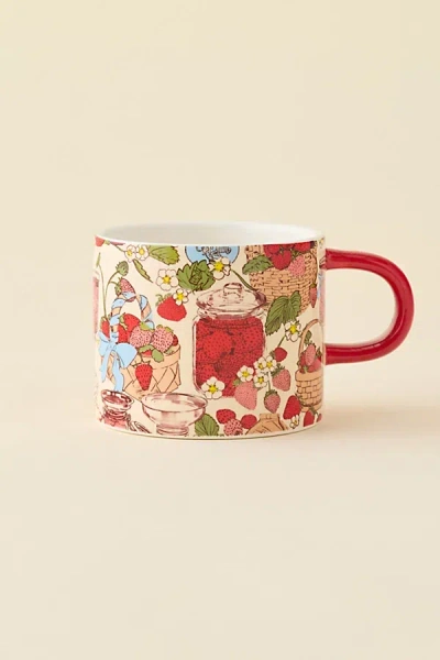 Urban Outfitters Hidden Icon Peekaboo Ceramic Mug In Strawberry Jam Decal At