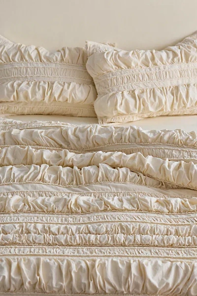 Urban Outfitters Hilo Cinch Ruffle Duvet Cover In Hydrangea At  In Yellow