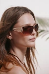 Urban Outfitters Holly Metal Shield Sunglasses In Brown