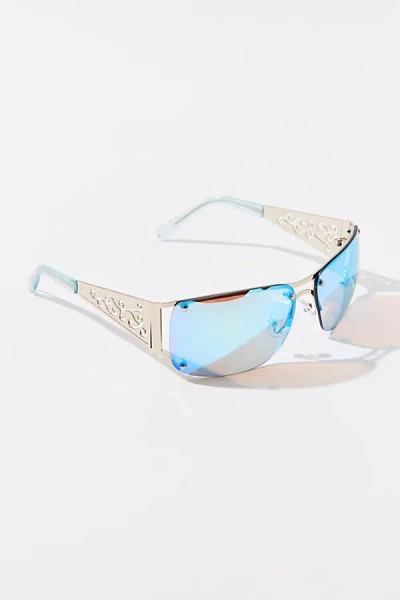 Urban Outfitters Holly Metal Shield Sunglasses In Iridescent, Women's At  In Gray