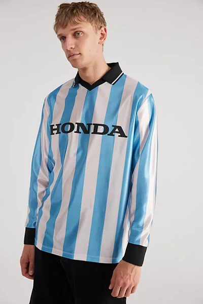 Urban Outfitters Honda Long Sleeve Striped Soccer Jersey Polo Tee In Blue, Men's At